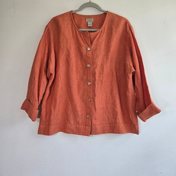 Sigrid Olsen Sport Salmon Linen Jacket Size L - Picture 1 of 9